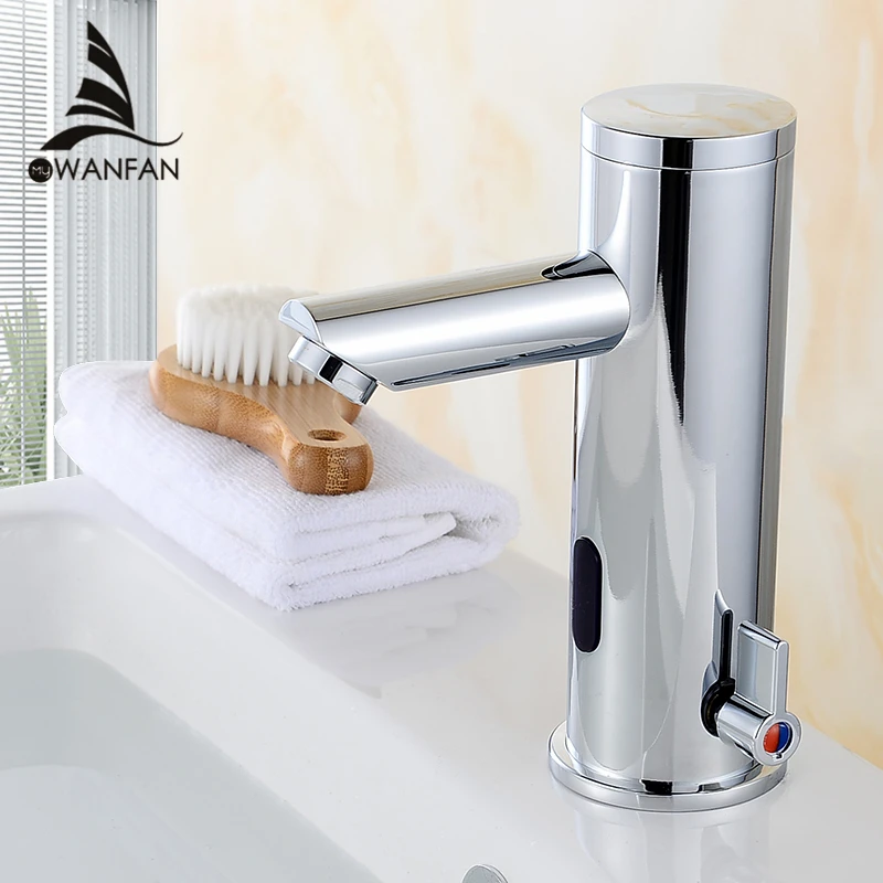 

Basin Faucets Hot Cold Mixer Automatic Hand Touch Tap Hot Cold Mixer Battery Power Free Sensor Faucet Bathroom Sink 8903