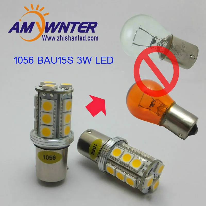 

2pcs 1056 P21W BAU15S 18 LED 5050 smd auto brake lamp Turn Signals reverse lights car daytime running light red yellow amber