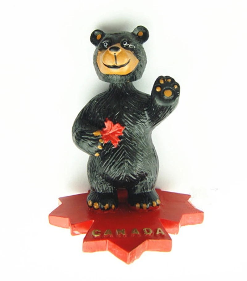 Hand painted Cute Canada Shaking His Head Black Bear Creative Resin