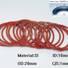 100 шт(od) 20*1 красный силиконовые уплотнительные кольца 20*1 мм силикона уплотнительное кольцо. промышленные и домашнего использования уплотнительное кольцо. не яд уплотнительное кольцо
