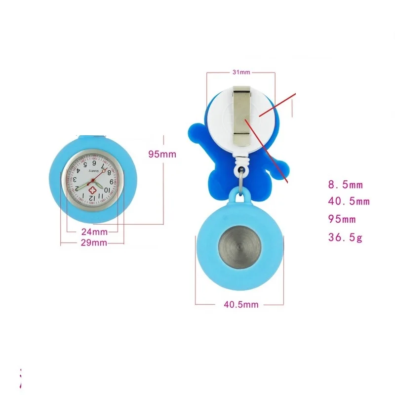 Модные милые Мультяшные животные дизайн Масштабируемые мягкие резиновые карманные часы Медсестры Дамы Женщины доктор улыбка медицинские часы