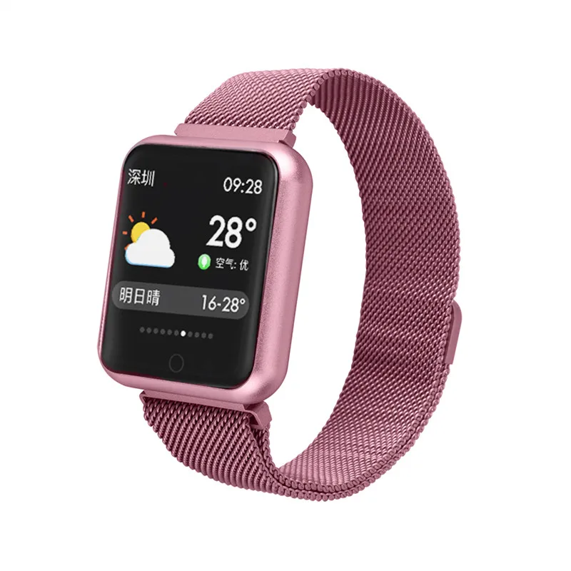 P68 Смарт-часы Для мужчин Для женщин крови Давление крови кислородом монитор сердечного ритма спортивные трекер Smartwatch IP68 подключения IOS Android - Цвет: rose gold