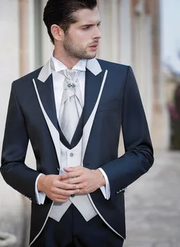 

2020 Mix & Match Charcoal Ivory Men Suits Shawl Lapel Formal Groomsmen Best Man Wedding Tuxedos Blazer (Jacket+Pants+Vest+Tie)