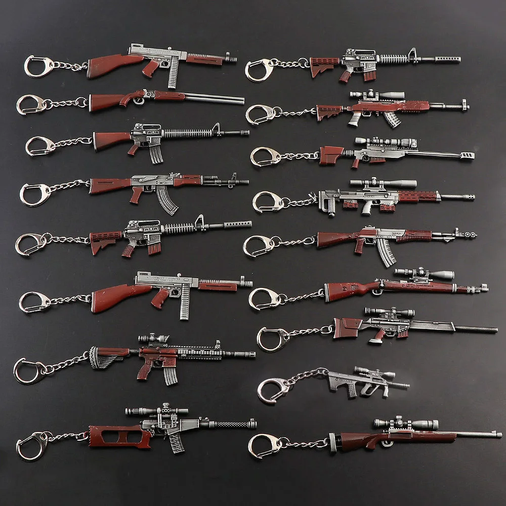 

15style 11cm New Game Sniper Key chain Battle Grounds Keychain 98K AK47 Gun Alloy Keyring Jewelry PUBG Game Fans Gift Men