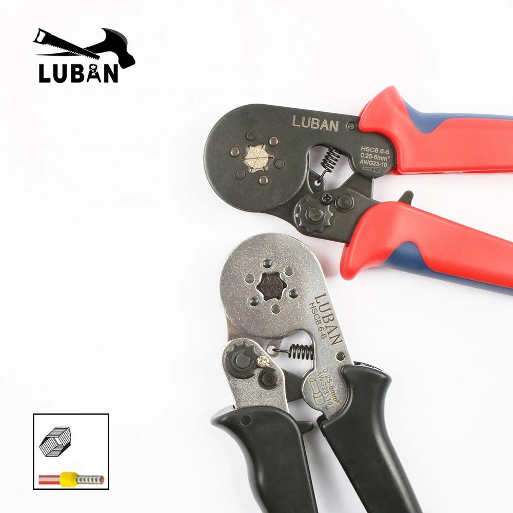 

HSC8 6-6B HSC8 6-6A MINI-TYPE SELF-ADJUSTABLE CRIMPING PLIER 0.25-6mm terminals crimping tools multi TOP BRAND LUBAN HSC8 6-6