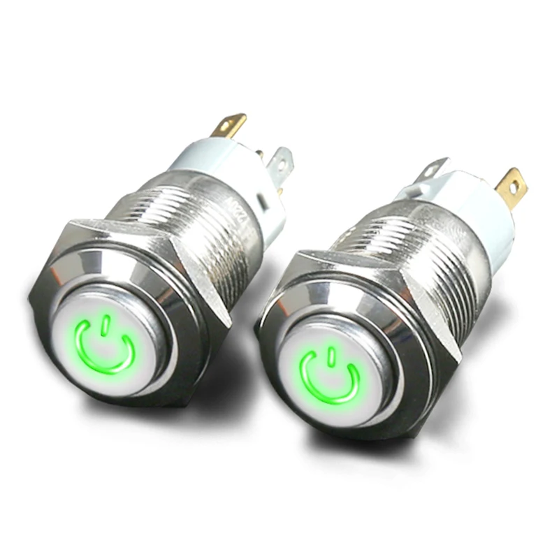 16mm Metal Button Switching Power Supply Self Resetting Circular Switch