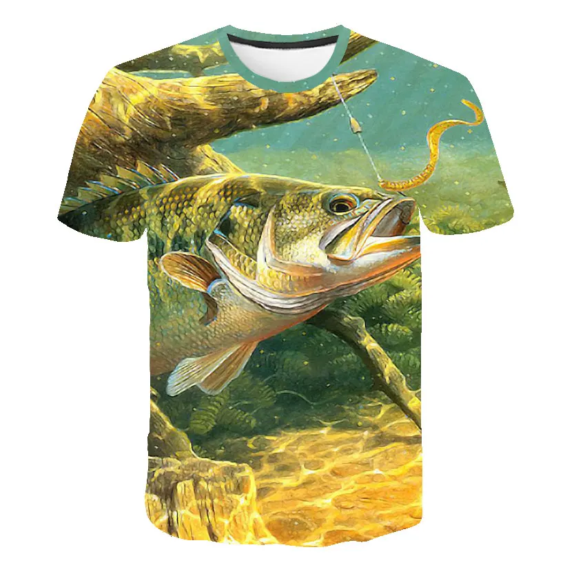 

2018 new style casual Digital fish 3D Print t shirt Men Women tshirt Summer Short Sleeve O-neck Tops&Tees Asian size T-shirt