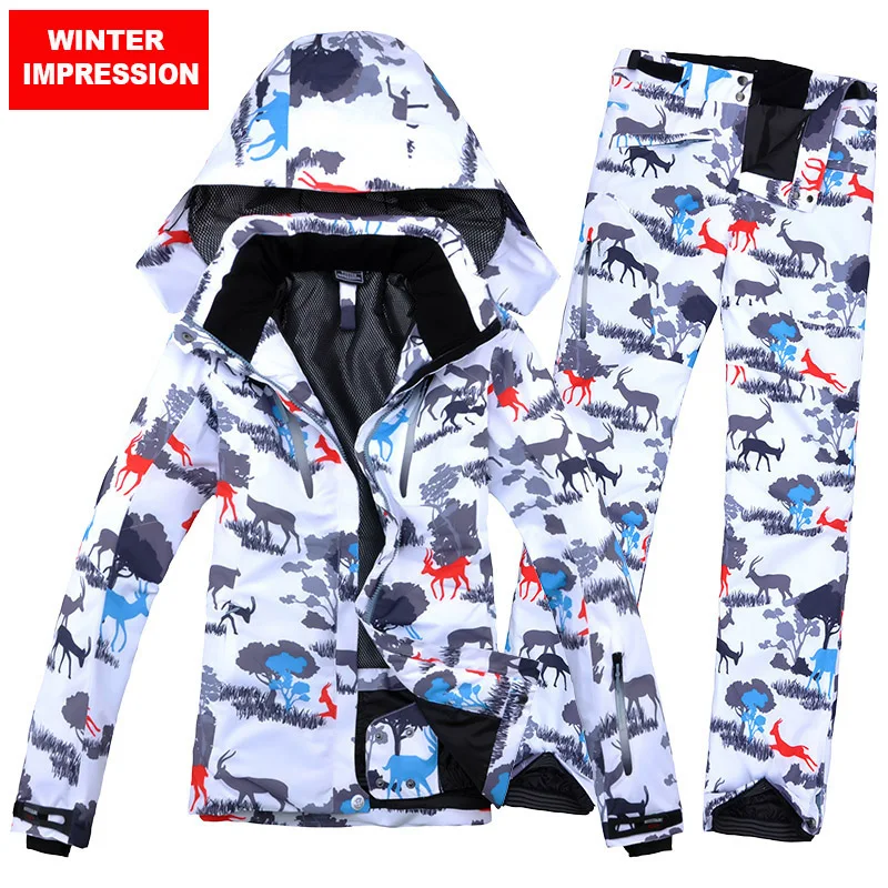 Winter Impression NEW Ski Suit Jacket + Pant Female Snowboard Set Waterproof Windproof Breathbale Warm Clothing | Спорт и