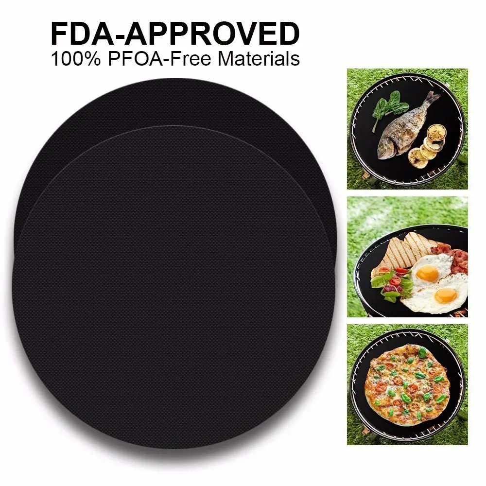 Diameter 24cm Teflon Non-stick Mat Pan Heat Resistant Frying Pan Liner Sheet Cooking Sheet Pad Reuseable Kitchen BBQ Baking Mats