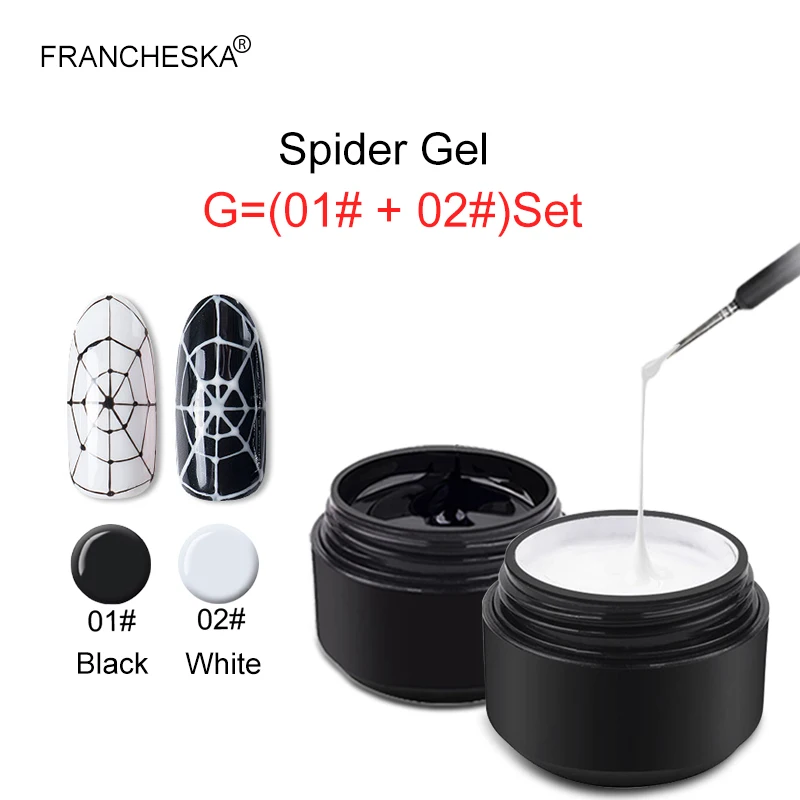 Francheska 8 مللي العنكبوت الأشعة فوق البنفسجية هلام مسمار مجموعة طلاء تلميع ل LED مانيكير نقطة إلى خط Gellak الرسم اللوحة سحب الحرير العنكبوت مسمار ال...