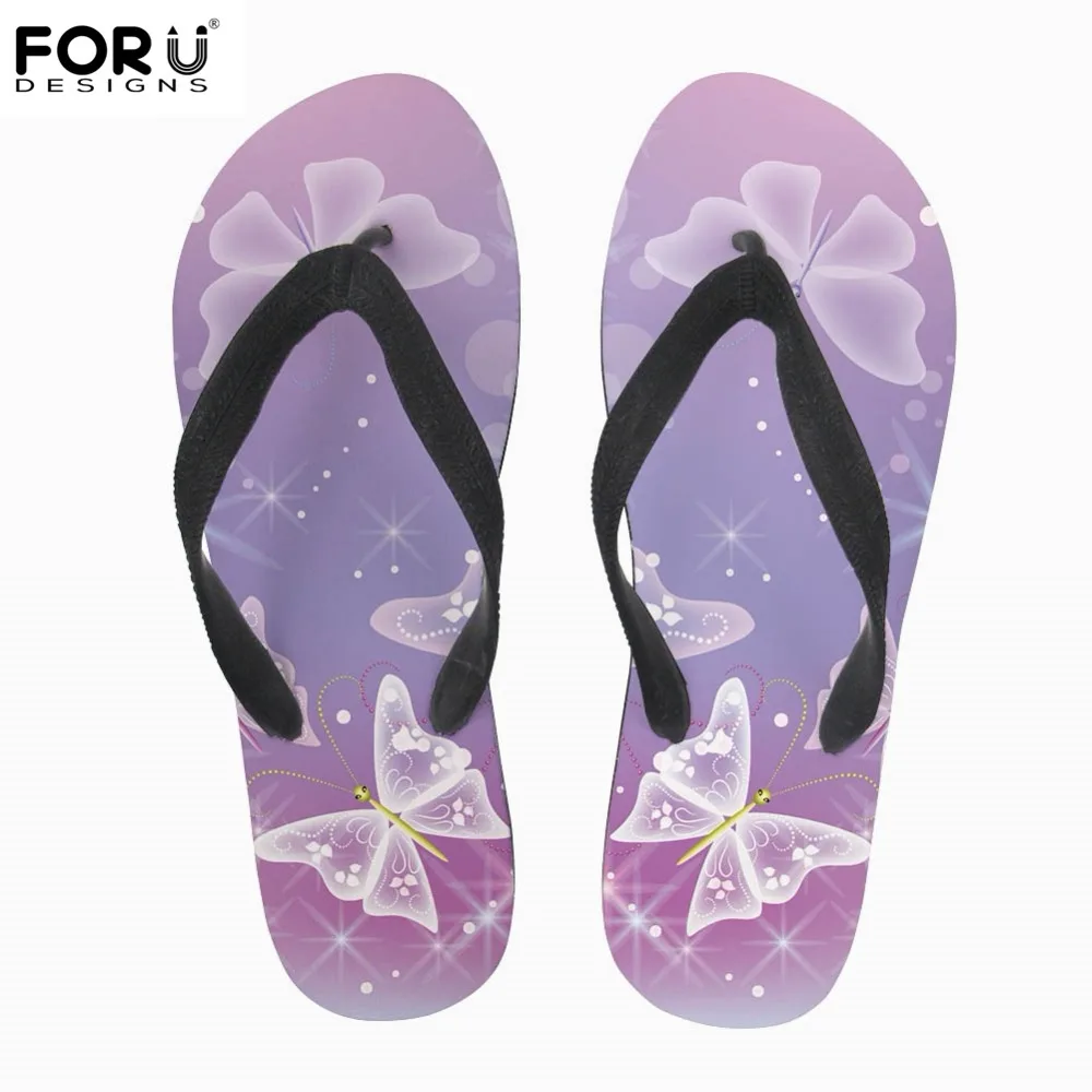 

FORUDESIGNS Cute Butterfly Pink Print Women Flip Flops Casual Female Home Casual Shoes Woman Summer Slippers Women's Shoes Flats