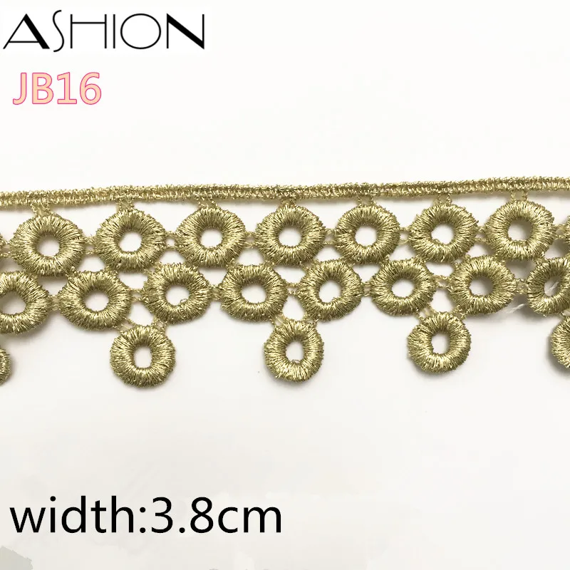 

3.8cm width Beautiful Mesh gold LaceTrim Fabric circle of gear Embroidered Sewing Supplies DIY Ribbon JB16