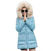 new 2016 Winter wadded jacket female medium-long slim Hooded outerwear large fur collar women cotton-padded parkas AE1774