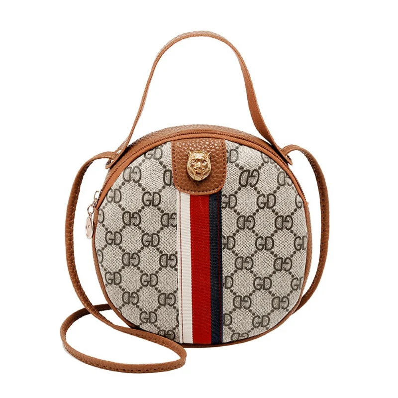 

GD Letter Printed Shoulder Mobile Phone Handbag Hit Color Striped Stitching Oval Crossbody Purse Fashion Ladies bolsa feminina