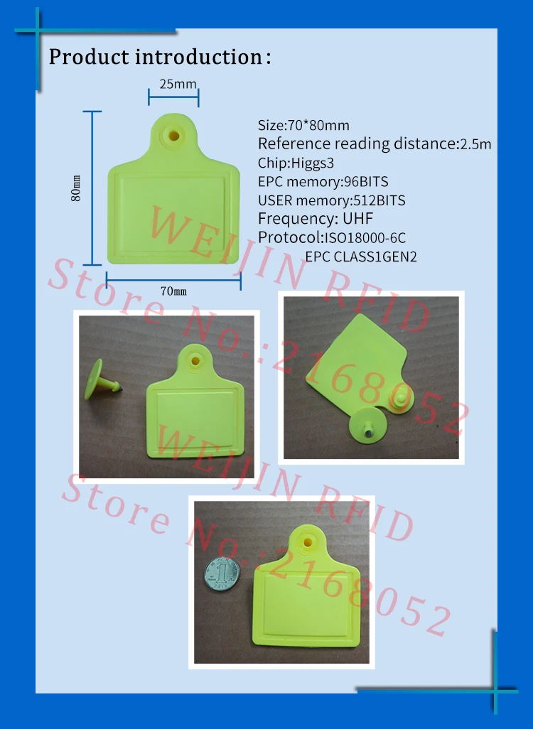 UHF rfid Метка отслеживание электронные ушные метки для животных EPC Gen2 ISO18000-6C 915m 868m 860 MHz-960 M Alien H3 rfid крупного рогатого скота быка уха бирка