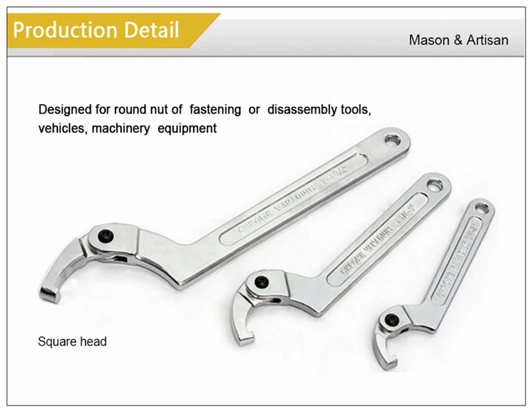 Боковое отверстие крючок Гаечные ключи Регулируемый Гаечные ключи квадратный Булавки глава Универсальный круглая гайка Гаечные ключи 19-170 мм гаечный ключ ручной многофункциональный инструмент Инструменты