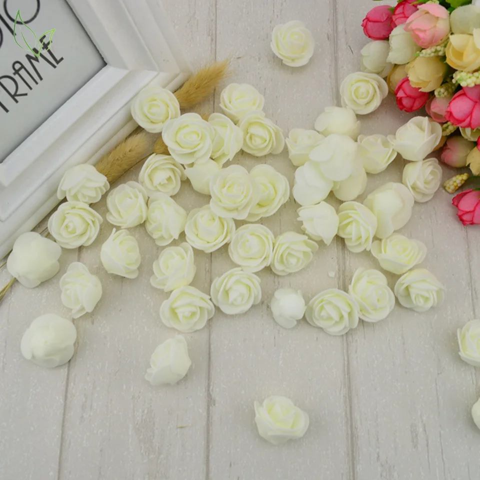 100pcs PE Foam Fake Teedy Bear Roee Head Artificial Flowers Cheap Wedding Home Decoration for Scrapbooking Gift Box Diy Wreath