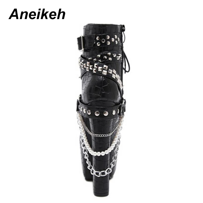 US $35.14 36% OFF|Aneikeh Zip Metall Ketten Niet Motorrad Stiefel Frauen Schuhe Super High Heels Plattform Stiefeletten Punk Rock Gothic Biker US $35.14 36% OFF|Aneikeh Zip Metall Ketten Niet Motorrad Stiefel Frauen Schuhe Super High Heels Plattform Stiefeletten Punk Rock Gothic Biker