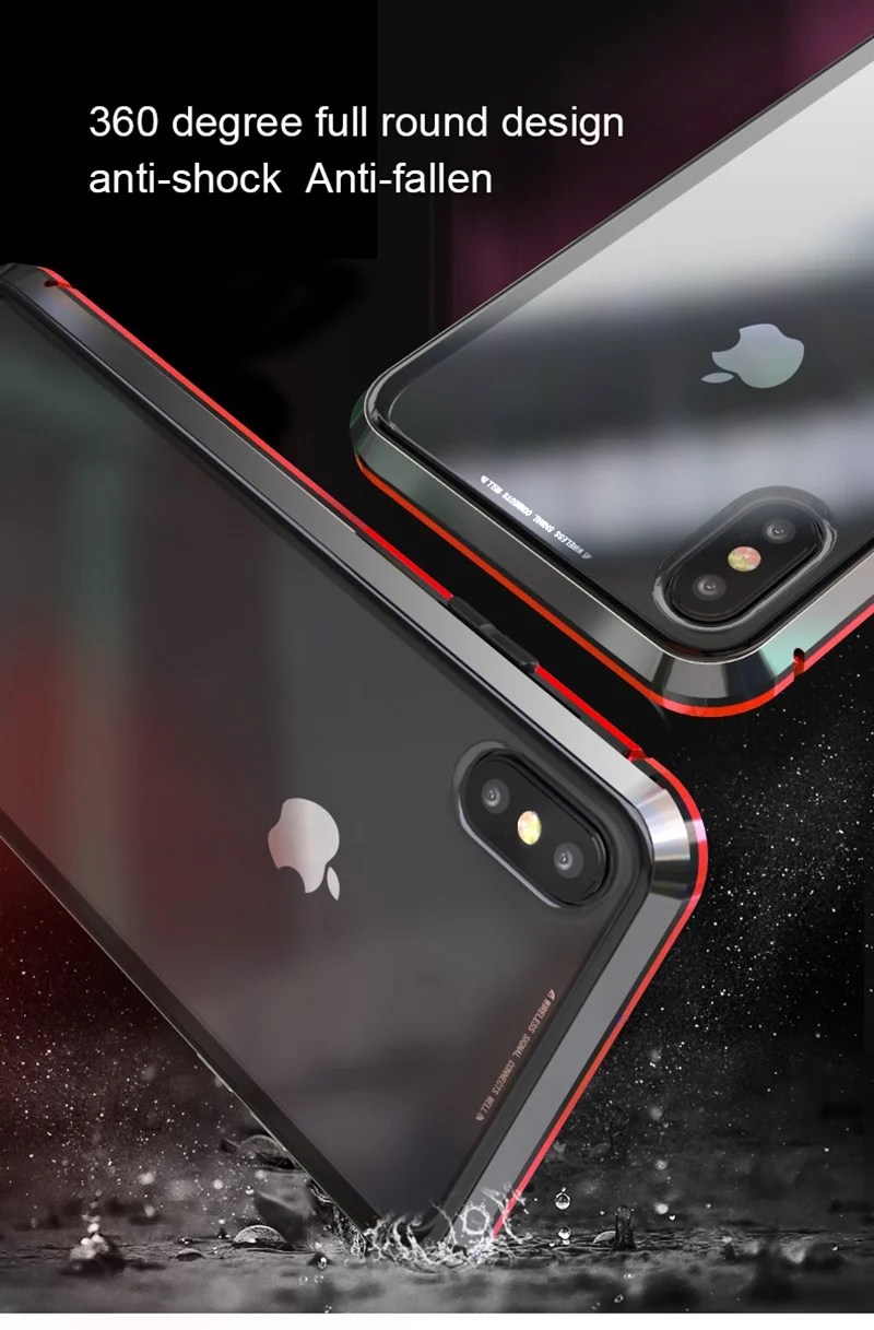 Tongdaytech магнитное закаленное стекло чехол для Iphone XS MAX X XR 360 чехол s двустороннее стекло металлический чехол для Iphone 8 7 6S Plus