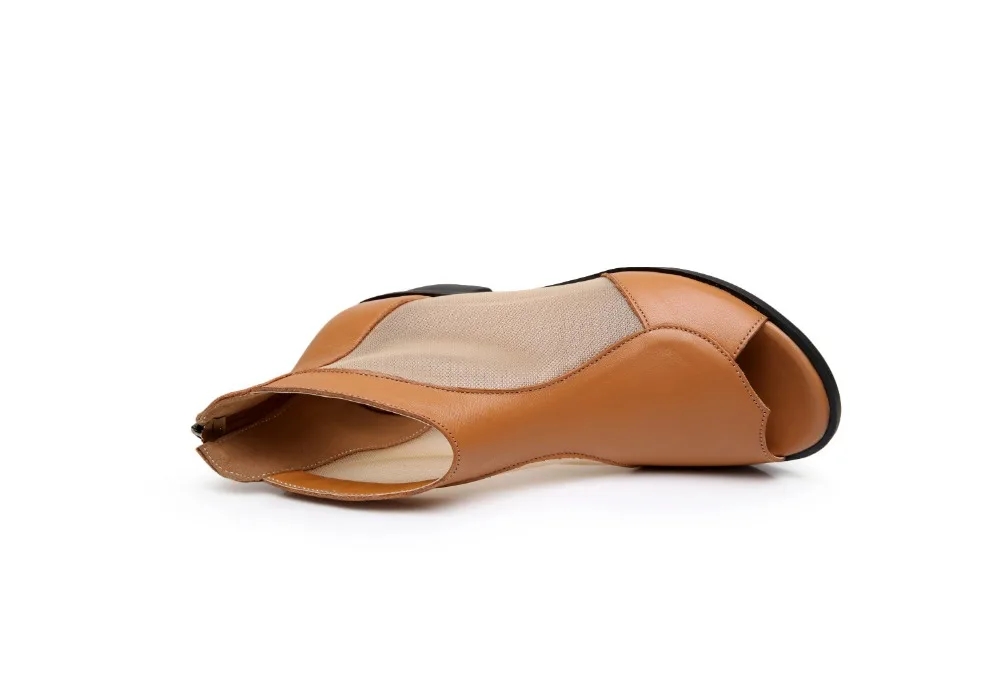 Модные женские летние туфли из натуральной кожи; Босоножки с открытым носком; сетчатые ботинки на шнуровке; босоножки на толстом каблуке; mujer; сандалии-гладиаторы из сетчатой ткани; Размеры 35-41