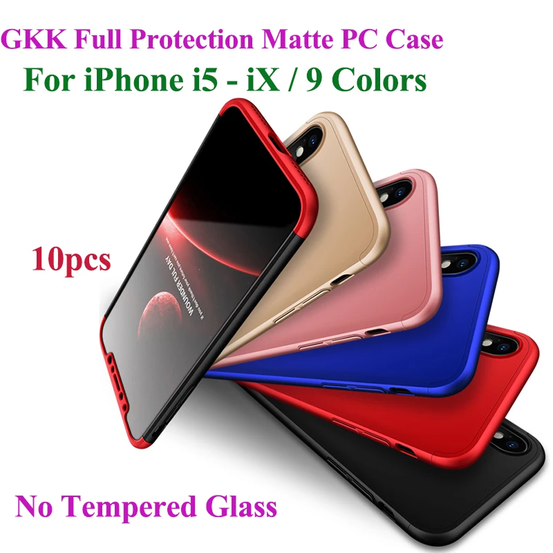 10 шт. чехол GKK для iPhone X 5 дюймов фотосессия 6 6s 7 8 Plus 360 полная защита противоударный