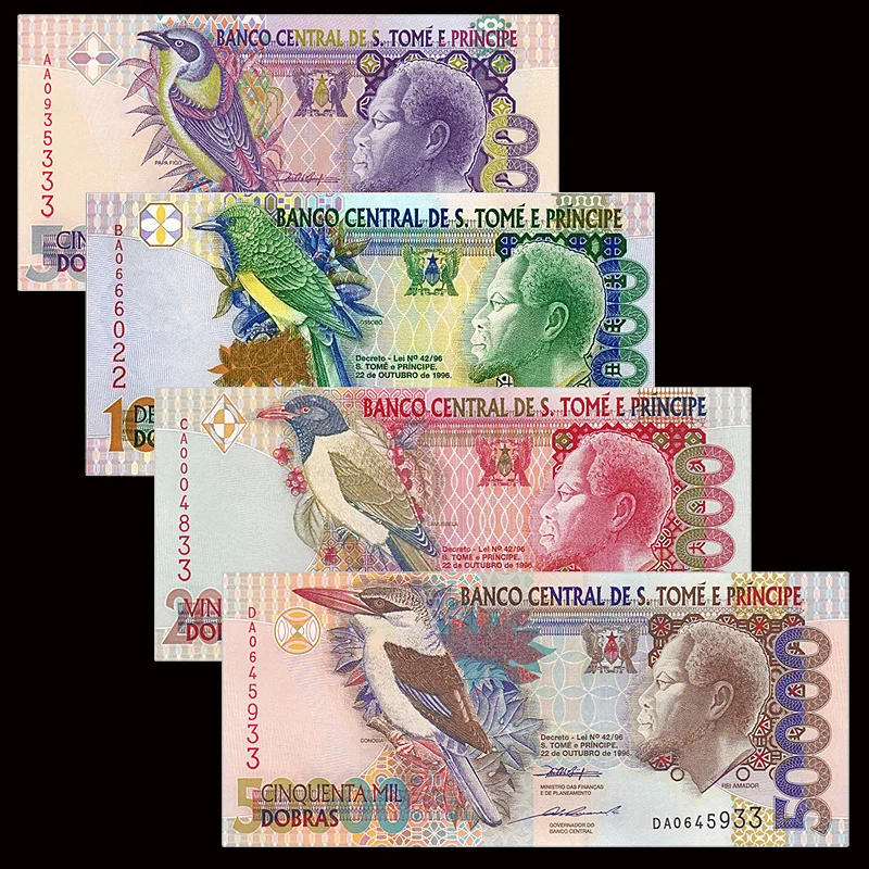 

St Saint Thomas and Prince Set 4 PCS, 5000-50000 Dobras, 1996, UNC, Collection, Gift, Africa, Genuine Original Paper Notes