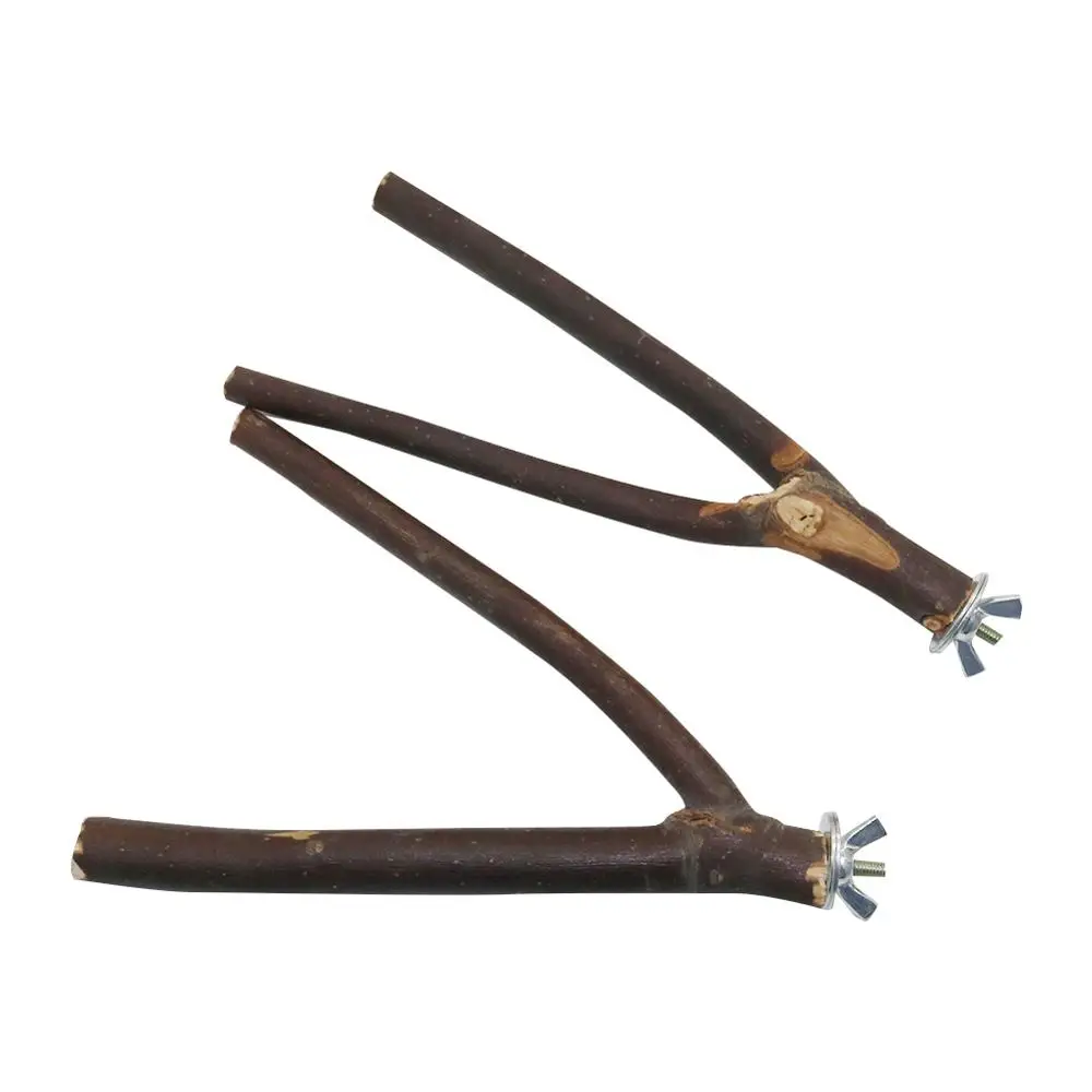 

2 Pcs Pet Parrot Bird Standing Stick Natural wood stand Pet Raw Wood Fork Stand Rack Toy Wooden Hamster Perches Bird Cage Toys