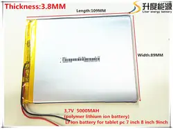 3,7 в, 5000 мАч (полимерный литий-ионный аккумулятор) литий-ионный аккумулятор для планшетных ПК 7 дюймов 8 дюймов 9 дюймов 3889109 Бесплатная