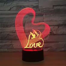 Love Heart 3D Night Light LED Table Lamp 3D Illusion Lamp Romantic Party Atmosphere Lamp For Wedding Decoration Wife’s Gift