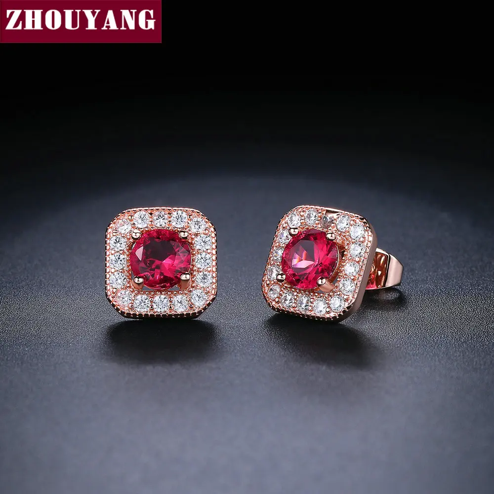 Женские серьги гвоздики ZHOUYANG роскошные модные дизайнерские серебряные