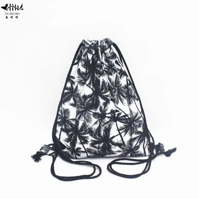 Drawstring Backpack Bag Canvas Women Black Coconut Tree Backpacks Drawstring Backpack Bag Canvas Women Black Coconut Tree Backpacks Folding Gym Sack Bags Free Shipping
