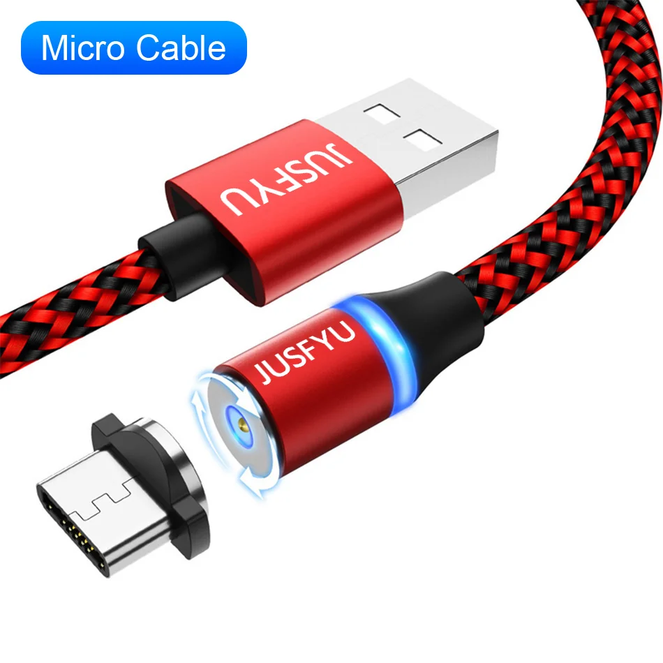 Магнитный кабель 1 м светодиодный Тип C Магнит Micro USB кабель зарядного устройства для samsung S10 iPhone X XS Max XR 7 8 6 6s Plus Мобильный USB C кабель - Цвет: Red for Micro USB