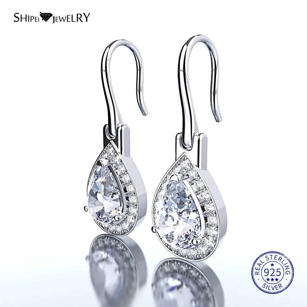 Женские серьги капельки Shipei 100% Стерлинговое Серебро 925 пробы желтый розовый