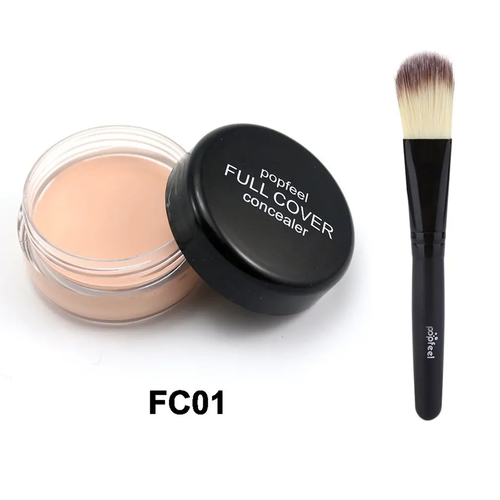 

Full Cover Concealer Oil Control Natural Makeup Concealers Facial Face Cream with Makeup Brush Foundation Contour