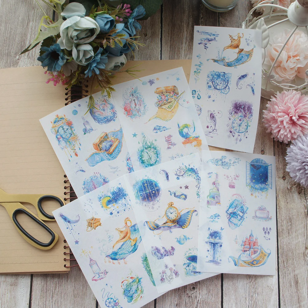

6 sheets Ocean Story washi Paper sticker as Scrapbooking DIY gift packing Label Decoration Tag party Decoration