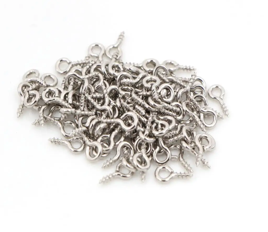 100 قطعة/الوحدة صغيرة صغيرة مصغرة العين دبابيس eyepins خطاف الثقوب المسمار الخيوط الفضية المشابك هوكس مجوهرات ديي صنع الاكسسوارات