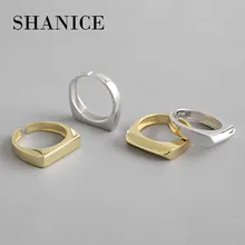 SHANICE 925 пробы Серебряное Открытое кольцо INS минималистичное геометрическое прямоугольное гладкое кольцо для лица панк модное ювелирное изделие аксессуар