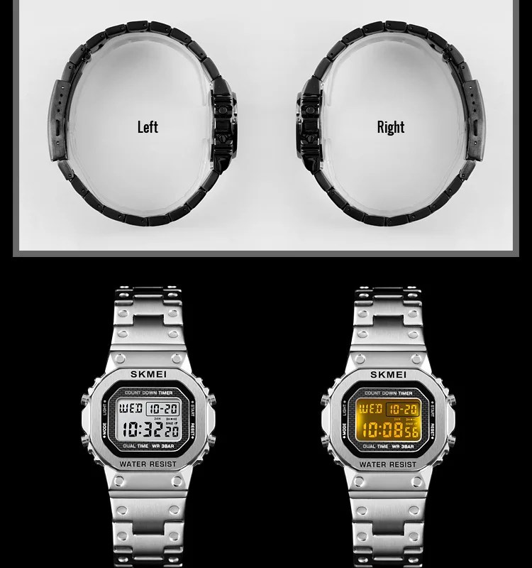 SKMEI женские цифровые часы водонепроницаемые Секундомер Хронограф Спортивные наручные часы Роскошные светящиеся электронные часы будильник