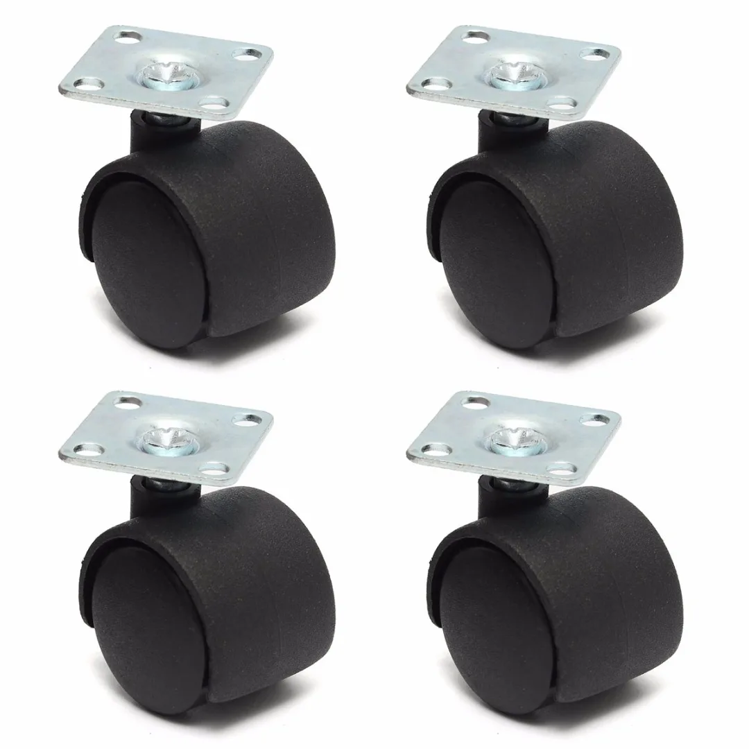 Buy 4pcs Black Swivel Plate Caster 30mm Nylon Wheel