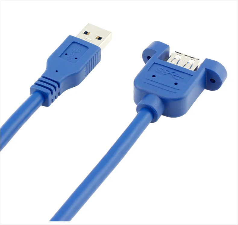 Connectors 3M 4.8Gbps USB3.0 Extension Cable Data Sync Cord USB 3.0 Type-A Male to Female Interface Converter with Panel Mount//Blue Color Cable Length: 3m, Color: Blue