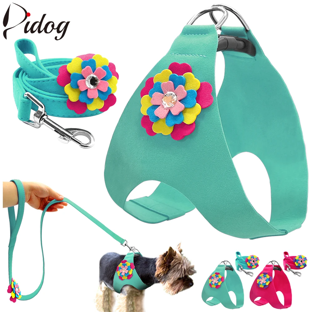 

Step in Dog Harness and Leash Set No Pull Dogs Pet Vest Walking Floral Leashes For Small Medium Puppy Dogs Chihuahua