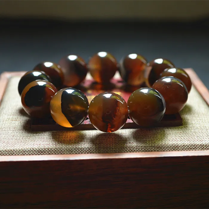 

Bracelet Bangle Natural black Jade Jewelry Round Beads Strand Elastic Wrapped agate bracelets for women men Brazilian Agate 12MM