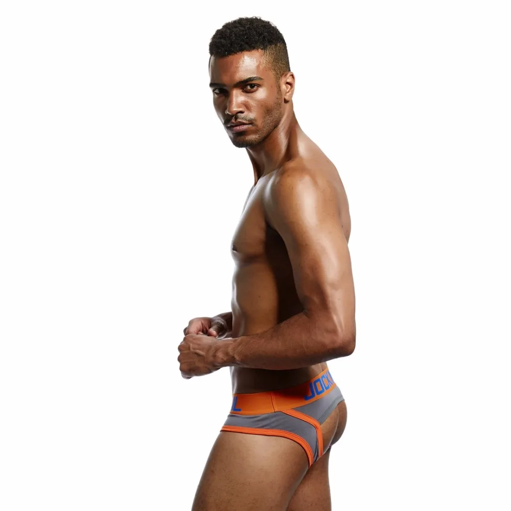 JOCKMAIL Brand Men Underwear open back Sexy Hollow Crotch BOTTOMLESS Cotton Men Briefs Backless Buttocks cueca Gay Underwear male briefs