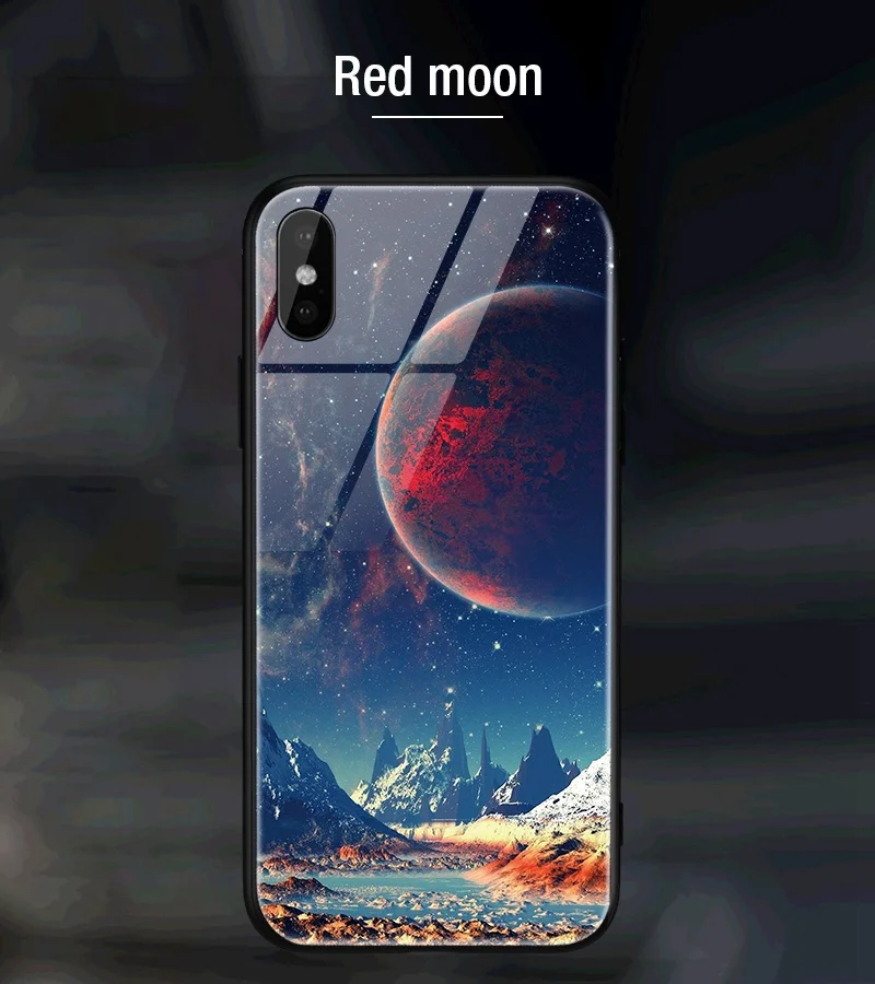 Hisomone Star Space Phone Case For iphone X Cute Patterned Tempered Glass Cover For iPhone 7 8 Plus 6 6S Soft Edge Silicone Capa