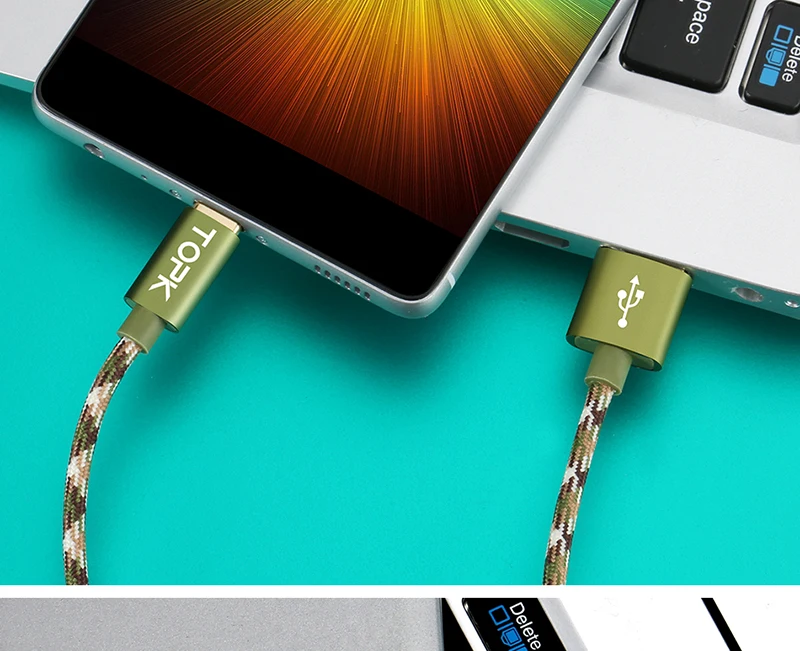 USB C кабель TOPK 5 шт. в упаковке ультра прочный и Дата-кабель usb type C кабель для OnePlus 2 3 Nexus 5X/6P xiaomi mi5 huawei P9 Lumia 950