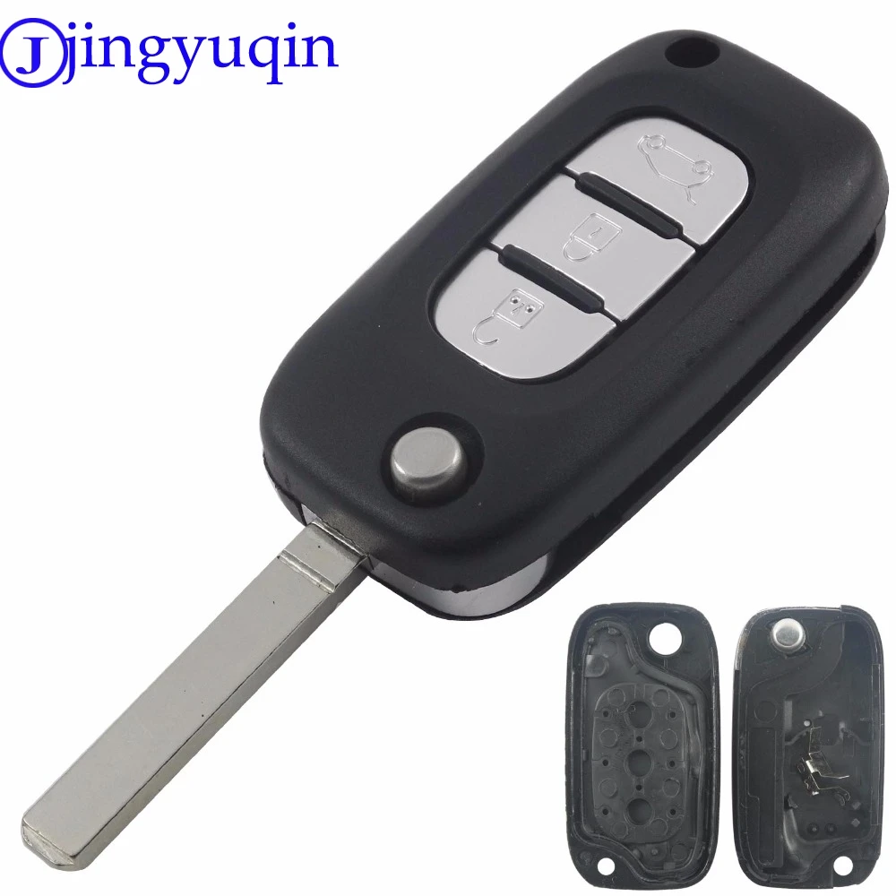 

jingyuqin 3 Button uncut blade Remote Car Key Case Cover Fob For Renault Clio Kangoo Modus Megane Folding Flid Key