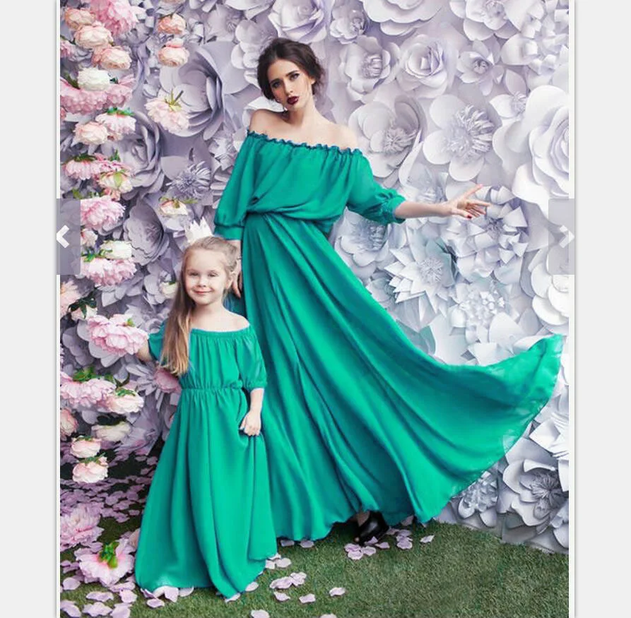Платья для мамы и дочки одежда лeтo oткрытыe плeчи Семья свадебное платье, как одежда для мамы и дочки элегантное платье принцессы вечерние