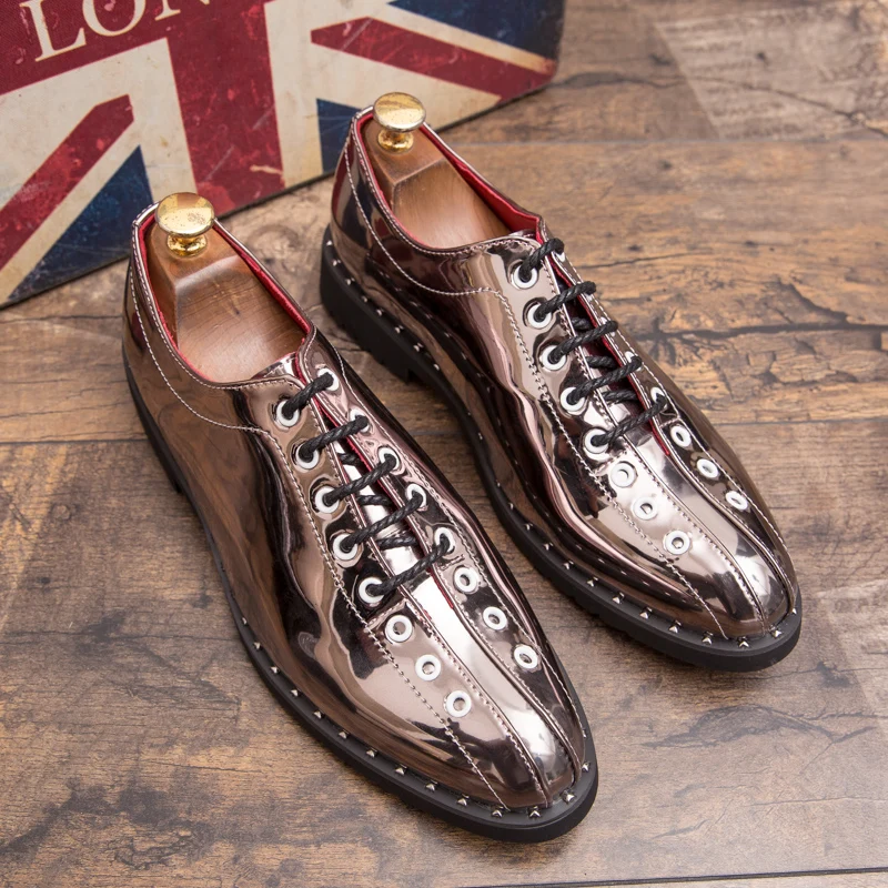 gold wedding men patent leather shoes italian pointed silver designer dress male footwear fashion brogue oxford shoes for men (24)