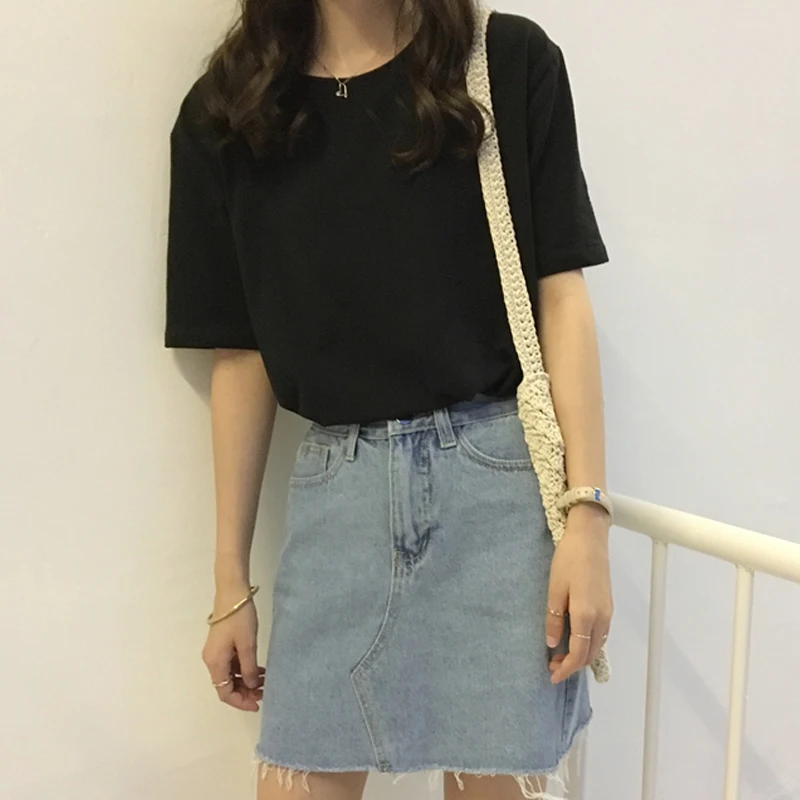 15 Solid Color Cotton T shirt Women S-XL Harajuku White Women's T-shirt Femme O-Neck Korean Summer Top Basic Tshirt Dropshipping