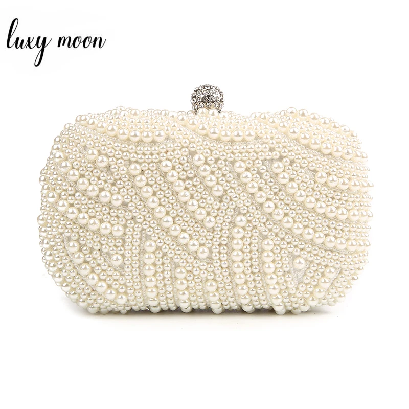 Us 18 42 31 Off 100 Hand Made Luxury Pearl Clutch Bags Women Purse Diamond Chain White Evening For Party Wedding Black Bolsa Feminina In